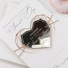 Geometric Heart Acrylic Mirror Magnet Engraved Save the Date Card with Real Foil