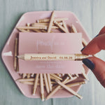 Pencil us in ✏ Save the Date Wedding Card in Dusty Pink with your names Engraved