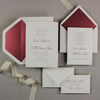 Elegant Triple Embossed Sunk Frame with Lined Envelopes and Classic Calligraphy Wedding Day Invitation