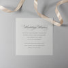 Invitación de boda con bolsillo de encaje cortado con láser de color melocotón suave con cinta de raso + juego de deseos de boda