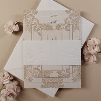 Luxury 800gsm Embossed Damasque Day Wedding Invitation