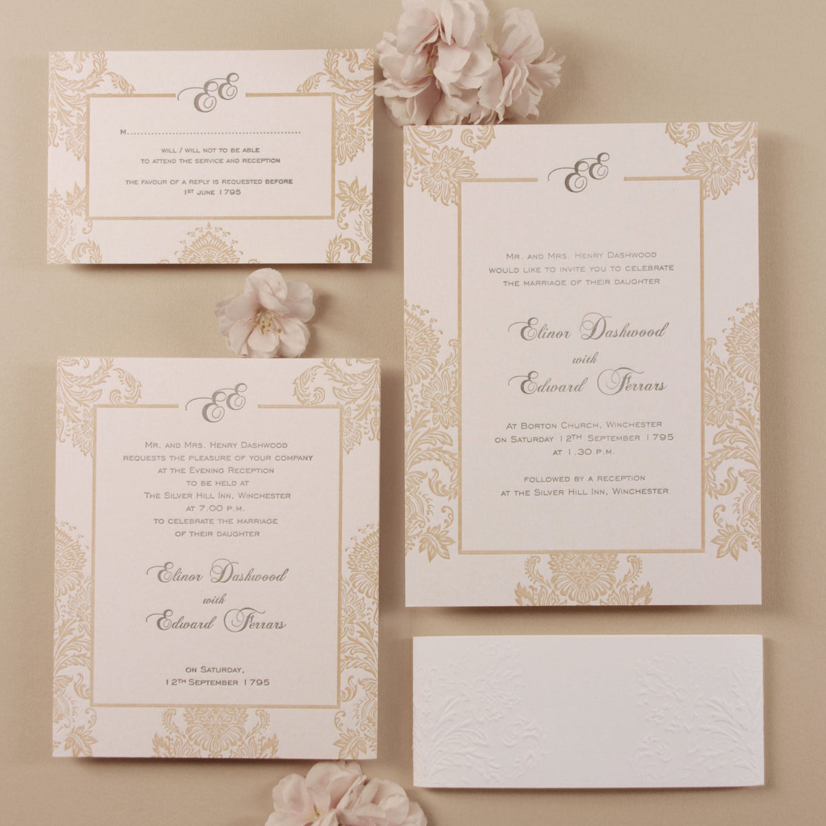 Luxury 800gsm Embossed Damasque Day Wedding Invitation