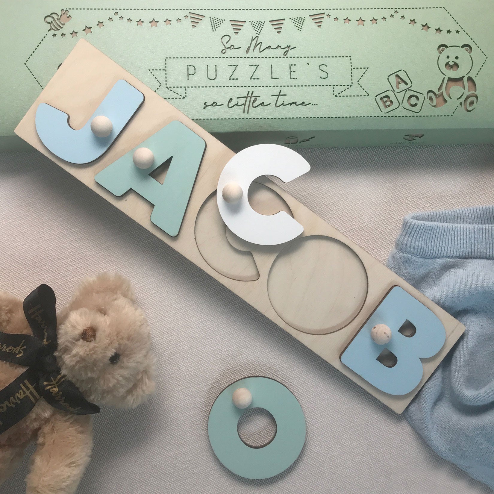 Rompecabezas unicos de nombres de bebes Juguetes de madera Forma de letras