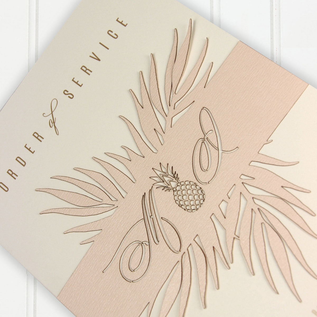 Palm Tree Order of Service,  Laser Cut Tropical Destination Invitation