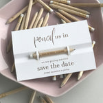 Save the Date - Pencil us in ✏  Wedding Card in Real Foil your names Engraved