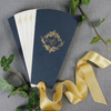 Wedding Petal Program Fan, Unique Order of Day, Order of Service, Unique Luxury Foil Monogram