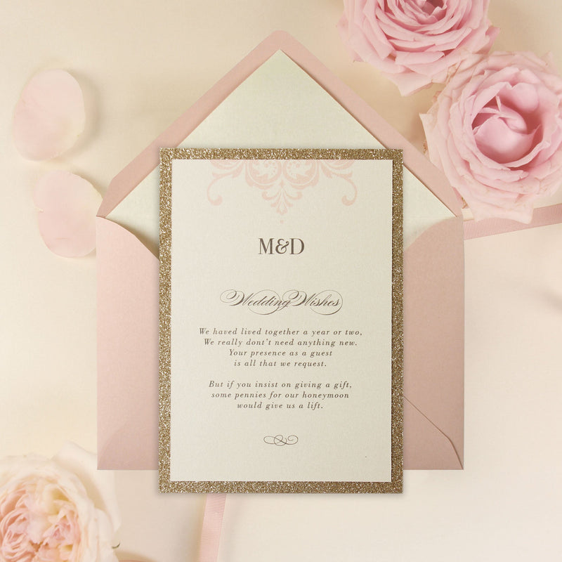 Rose Pink Opulence Luxury Invitation with Gold Glitter Evening Invitation