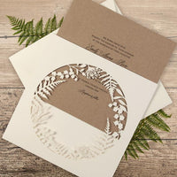 Fern Circle Intricate Foliage & Flowers Laser Cut Pocket Design with Watercolours.