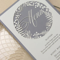 Grey Fern laser cut menu