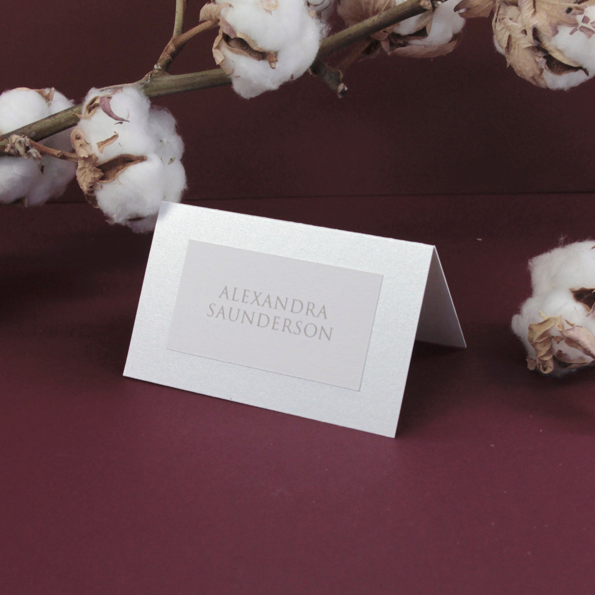 Pearl Foil Damask Boho Place Card