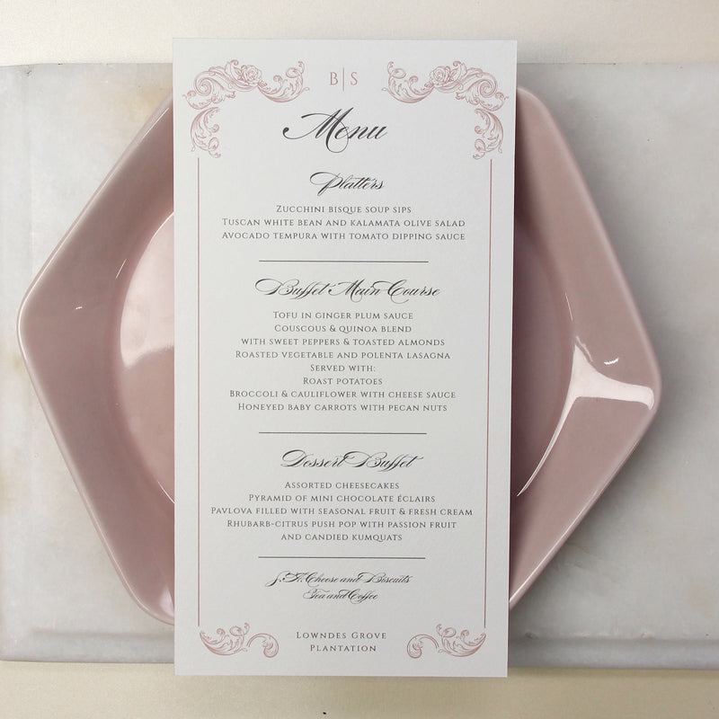 Regal Menu with Monogram