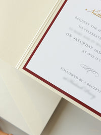 Venue : Hodsock Priory Wedding Invitation in Red & Gold  | Bespoke Commission M&N